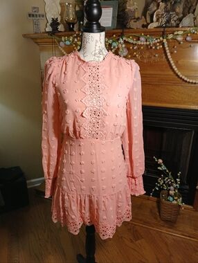 LoveXbyDesign Rina Dotted Chiffon Lace Trimmed Dress